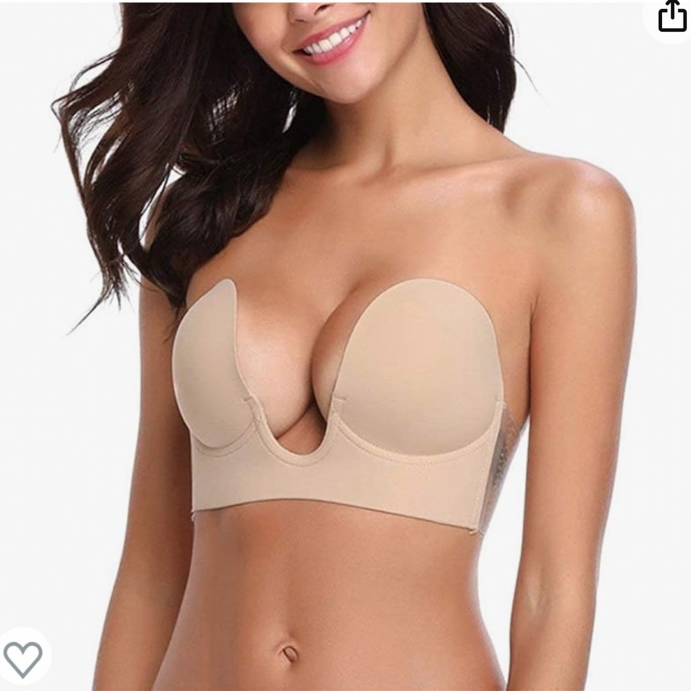 2 Push Up Strapless Adhesive Invisible Backless Bras Plunge Reusable Magic Bra